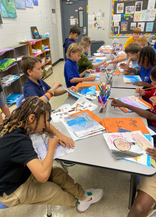 Lakeside Christian School students in Clearwater, FL work on a Bible class project