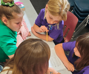 Elementary students at Lakeside Christian School in Clearwater FLorida engaged in hands-on learning activities in a bright, welcoming classroom. Small class sizes allow for personalized instruction in a Christ-centered environment.