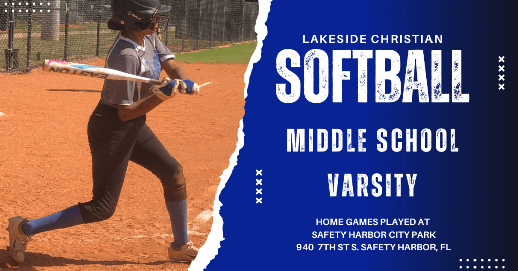 web graphic promoting the softball game schedules for Lakeside Christian School in Clearwater Florida